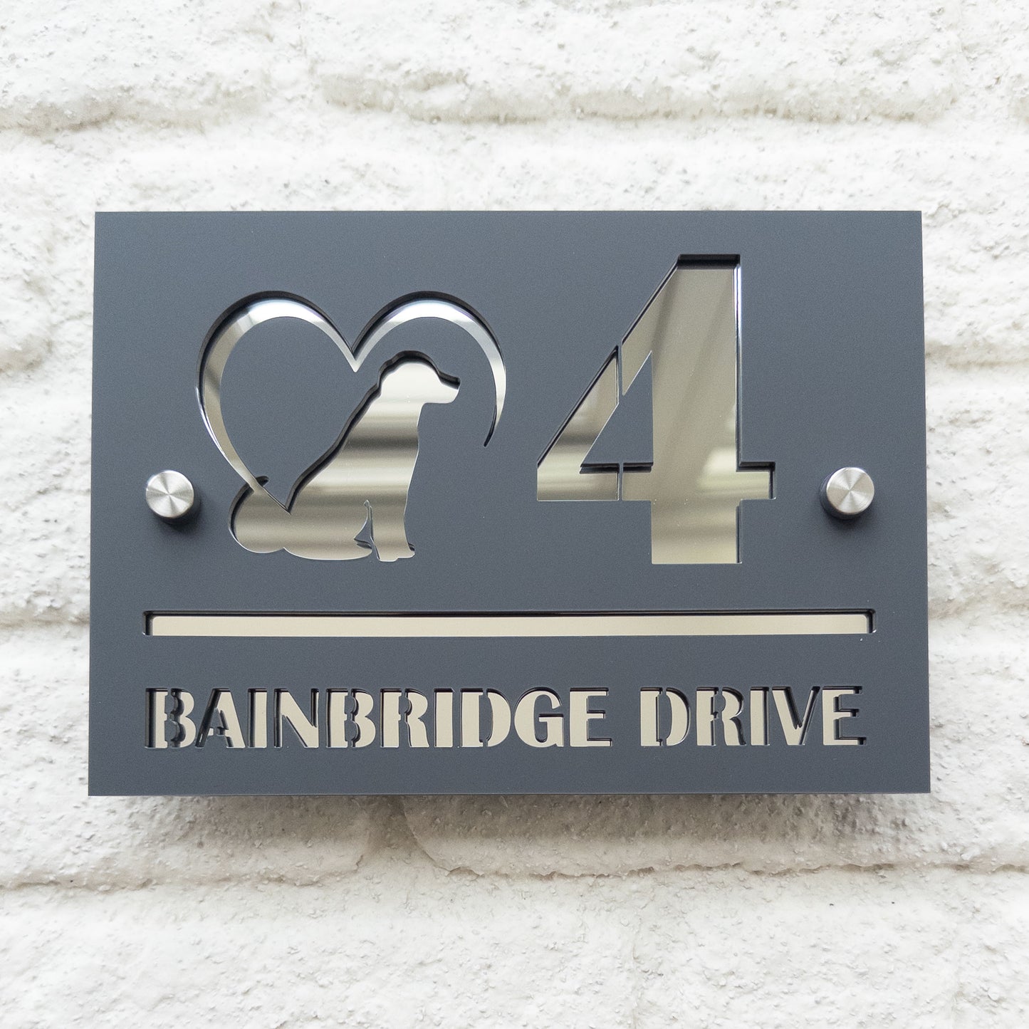 The Dog with Heart Super Glam House Sign