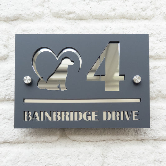 The Dog with Heart Super Glam House Sign