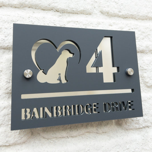 The Dog with Heart Super Glam House Sign
